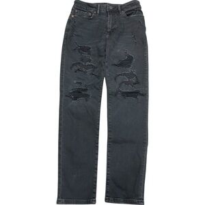 American Eagle Mens Black Distressed Next Level Flex Goth Punk 26x28 Jeans Cyber